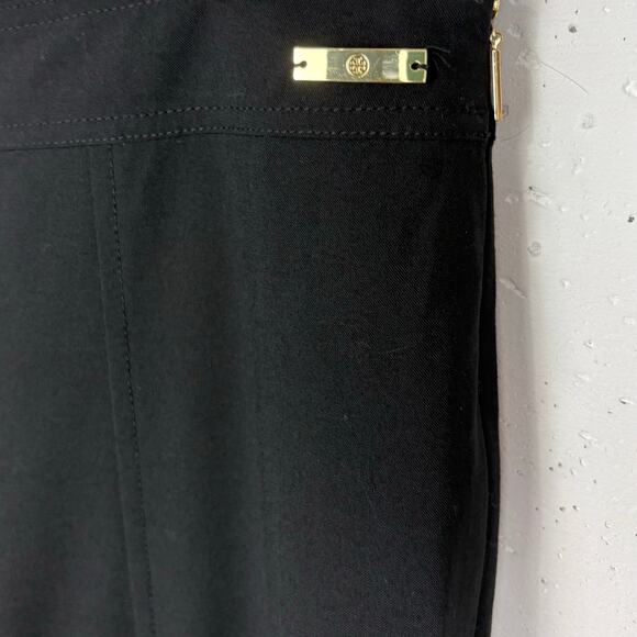 Tory Burch Womens Azalea Slim Pants Wool Blend Side Zip Gold Logo Medallion 8 - Picture 7 of 8